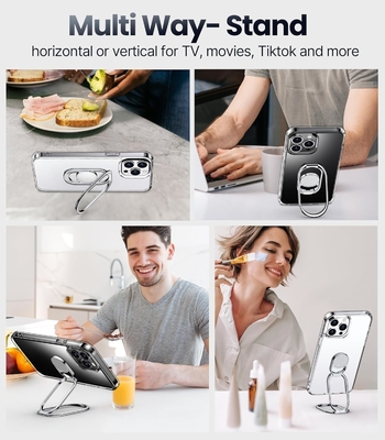 Shields Up for iPhone 12 Pro Max Case with Stand, Phone Case Clear with Double Ring Holder [Adjustable &amp; Foldable]