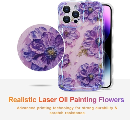iPhone 12 Pro Max, colorful retro oil print laser gloss pattern cute curly wavy edge exquisite phone case