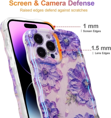 iPhone 12 Pro Max, colorful retro oil print laser gloss pattern cute curly wavy edge exquisite phone case