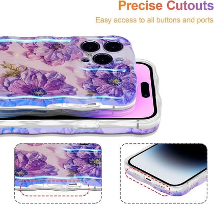 iPhone 12 Pro Max, colorful retro oil print laser gloss pattern cute curly wavy edge exquisite phone case