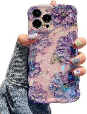 iPhone 12 Pro Max, colorful retro oil print laser gloss pattern cute curly wavy edge exquisite phone case