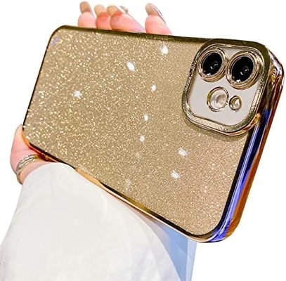 iPhone 12 Pro Max transparent case design, built-in glitter luxury shiny paper, pop and beautiful