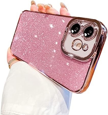 iPhone 12 Pro Max transparent case design, built-in glitter luxury shiny paper, pop and beautiful