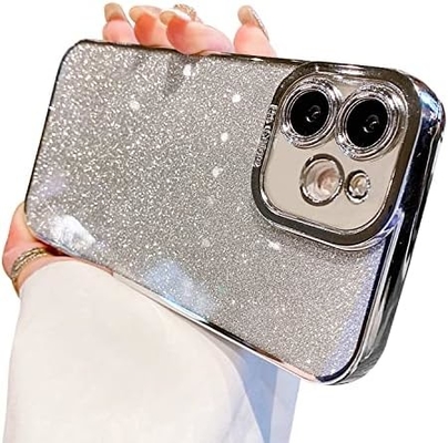 iPhone 12 Pro Max transparent case design, built-in glitter luxury shiny paper, pop and beautiful