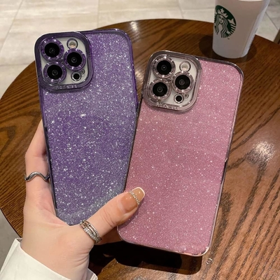 iPhone 12 Pro Max transparent case design, built-in glitter luxury shiny paper, pop and beautiful