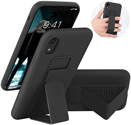 Silicone Kickstand Case Compatible with iPhone 11 case(6.1 in) Vertical and Horizontal Stand Hand Strap Metal Kickstand
