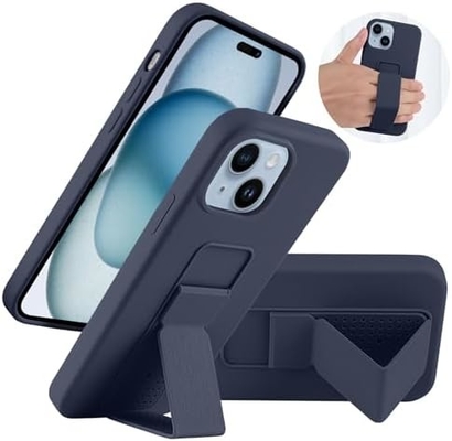 Silicone Kickstand Case Compatible with iPhone 11 case(6.1 in) Vertical and Horizontal Stand Hand Strap Metal Kickstand