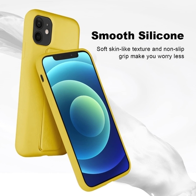 Silicone Kickstand Case Compatible with iPhone 11 case(6.1 in) Vertical and Horizontal Stand Hand Strap Metal Kickstand
