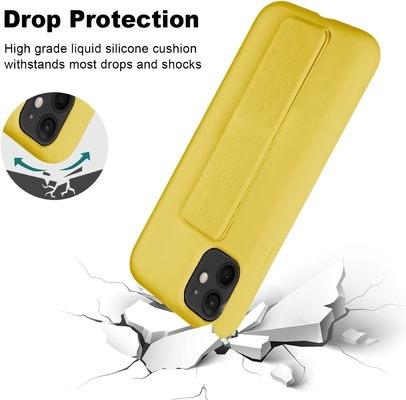 Silicone Kickstand Case Compatible with iPhone 11 case(6.1 in) Vertical and Horizontal Stand Hand Strap Metal Kickstand