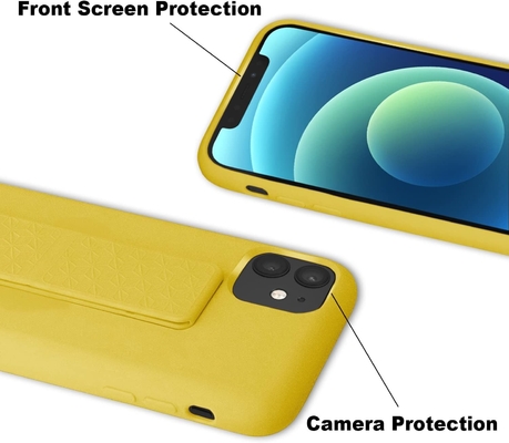 Silicone Kickstand Case Compatible with iPhone 11 case(6.1 in) Vertical and Horizontal Stand Hand Strap Metal Kickstand