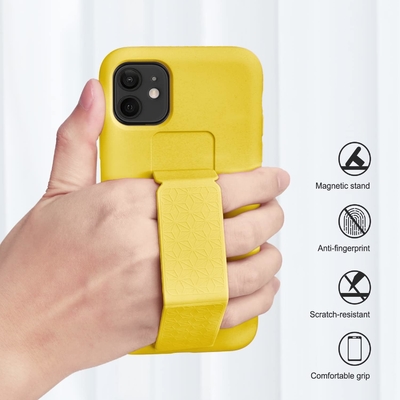 Silicone Kickstand Case Compatible with iPhone 11 case(6.1 in) Vertical and Horizontal Stand Hand Strap Metal Kickstand