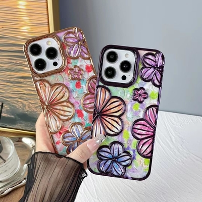iPhone 12 Pro Max Case 6.7 Inch,Clear 3D Flower Phone Case for Women Girls Luxury Plating Floral Case Cover Aesthetic