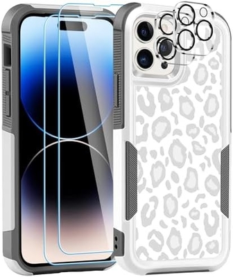 [5 in 1 for iphone 15 Plus Case,with 2 Pack Screen Protector + 2 Pack Camera Lens Protector,Heavy-Duty Tough Rugged