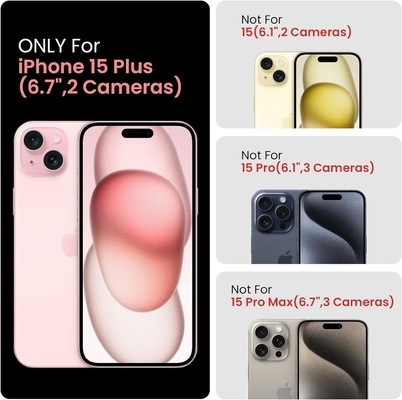 [5 in 1 for iphone 15 Plus Case,with 2 Pack Screen Protector + 2 Pack Camera Lens Protector,Heavy-Duty Tough Rugged