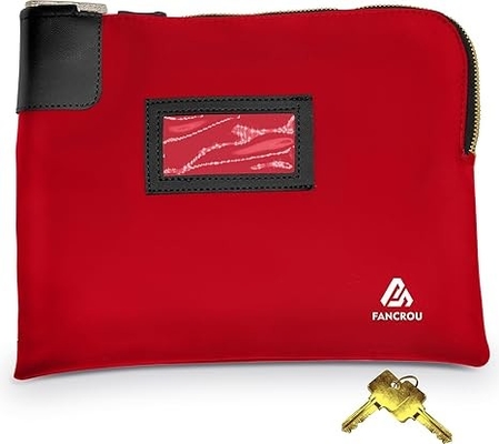 Waterproof Cash Bag with lock and 2 Keys, Money bag with Zipper,Security bags for cash, Durable Money Bank Deposit Bag, Nylon Documents Bag, Coin Check Wallet Pouch,Petty cash bag,11 x 9 Inch,Red