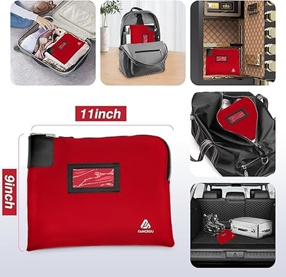 Waterproof Cash Bag with lock and 2 Keys, Money bag with Zipper,Security bags for cash, Durable Money Bank Deposit Bag, Nylon Documents Bag, Coin Check Wallet Pouch,Petty cash bag,11 x 9 Inch,Red