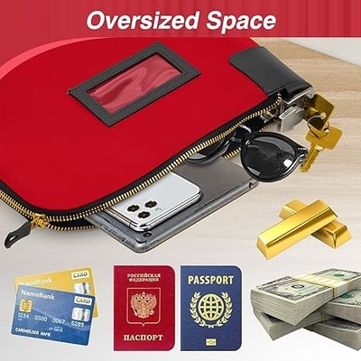 Waterproof Cash Bag with lock and 2 Keys, Money bag with Zipper,Security bags for cash, Durable Money Bank Deposit Bag, Nylon Documents Bag, Coin Check Wallet Pouch,Petty cash bag,11 x 9 Inch,Red