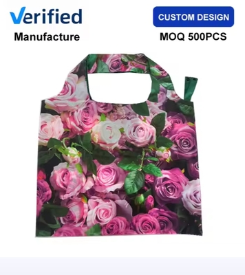 Wholesale RPET recycled polyester durable large shopping reusable grocery tote bags