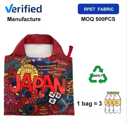 Wholesale RPET recycled polyester durable large shopping reusable grocery tote bags