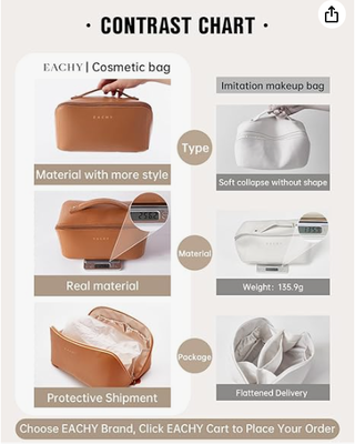 EACHY Travel Makeup Bag,Large Capacity Cosmetic Bags for Women,Waterproof Portable Pouch Open Flat Toiletry Bag Pattern Makeup Bag