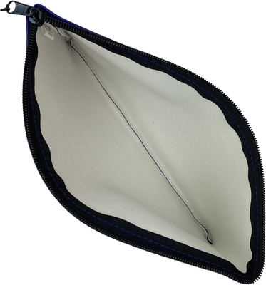 Blue Bank Security Deposit Zipper Bag, Water Resistant Vinyl Coated Leather-like Exterior with Soft Interior Lining. For Cash, Check, Coin and Money Storage and more. 11x6 inch