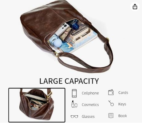 Hobo Bags for Women, Ultra Soft Foldable Vegan Leather Shoulder Handbag, Stylish Slouchy Tote Purses