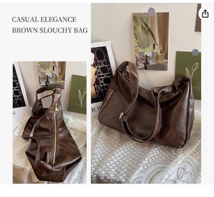 Hobo Bags for Women, Ultra Soft Foldable Vegan Leather Shoulder Handbag, Stylish Slouchy Tote Purses