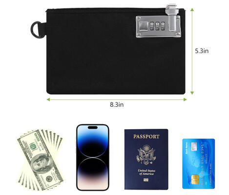 Money Bag With Lock, 5 X 8 Inches Lockable Money Bag, Locking Accessories Pouch For Cash, Jewelry, Passports, Medicine, Credit Cards - ‎Black