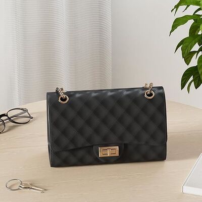 Quilted Crossbody Purse for Women Trendy Ladies Shoulder Bag with Chain Designer Purses