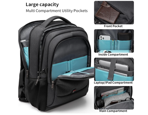 17 Inch Laptop Backpack for Travel Water Resistant College Backpack for Men/Women Laptop Bag with USB Charging Port,Black