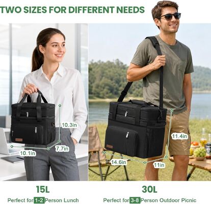Cooler Bag Double Deck - 60 Can Leakproof Insulated Portable Soft Lunch Cooler, Extra Large Expandable Ice Chest Cooler for Beach, Picnic, Camping, Shopping
