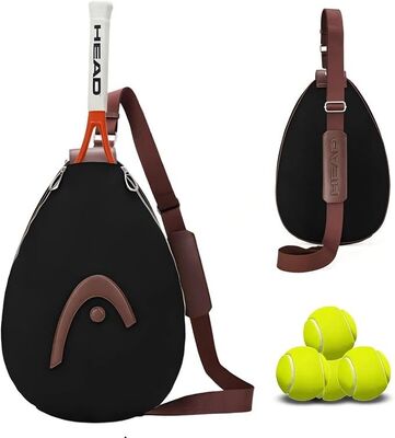 HEAD Racket Bag for Tennis Pickleball Badminton, Black | Waterproof crossbody sling, Polyester & PU, Adjustable, Holds 1-2 Rackets, for Court Practice, Weekend Games & Daily Carry