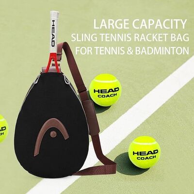 HEAD Racket Bag for Tennis Pickleball Badminton, Black | Waterproof crossbody sling, Polyester & PU, Adjustable, Holds 1-2 Rackets, for Court Practice, Weekend Games & Daily Carry