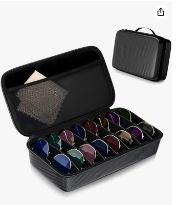 Travel Sunglasses Organizer​,​ Hard Shell​ Sunglass Case Adjustable Slots for Multiple ​Sunglass Eyeglass Case