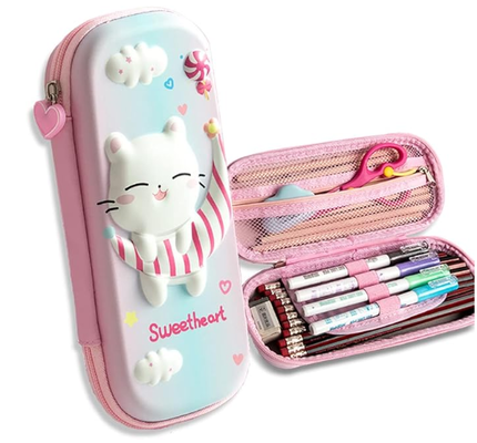 Pencil Case  3D EVA Cat Cartoon Storage Pouch Pen Holder for School Kids Large-Capacity Storage Box Children's Student Gift Stationery Box