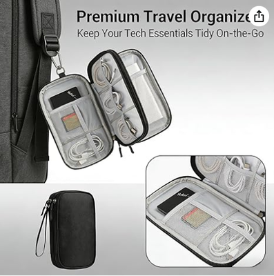 Travel Storage Box - Hard EVA Protective Cover for Mobile Power Bank, Charger, Cable, Phone and Accessories - Portable Storage Bag for Airplane, Business Travel, Home Furnishings