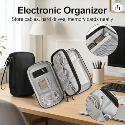 Travel Storage Box - Hard EVA Protective Cover for Mobile Power Bank, Charger, Cable, Phone and Accessories - Portable Storage Bag for Airplane, Business Travel, Home Furnishings
