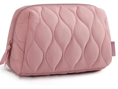 Makeup Bag, Travel Cosmetic Bag, Puffy Padded Make Up Bag for Women, Makeup Organizer Case, Wide-open Pouch Purse, Travel Essentials, Toiletries Accessories Brushes