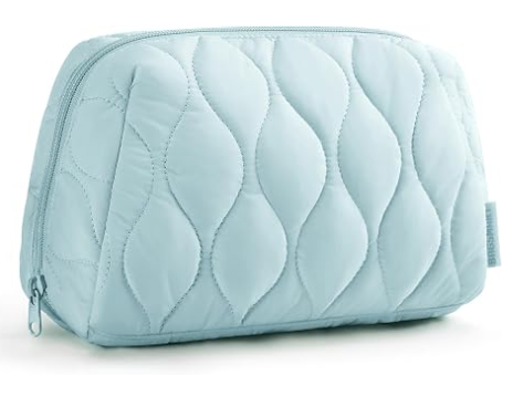 Makeup Bag, Travel Cosmetic Bag, Puffy Padded Make Up Bag for Women, Makeup Organizer Case, Wide-open Pouch Purse, Travel Essentials, Toiletries Accessories Brushes