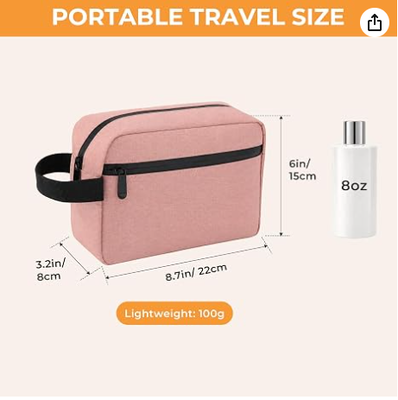 Travel Toiletry Bag for Men Women Hanging Makeup Bag Organizer Pink | Waterproof Toiletry Bag for Toiletries Accessories, Shaving Kit & Cosmetic Hanging Bag Organizer, for Travel, Bathroom, Gift