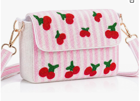 Handmade Beaded Shoulder Bag for Women, 5 x 8 x 1.75 Inch Beaded Cross Body Purse