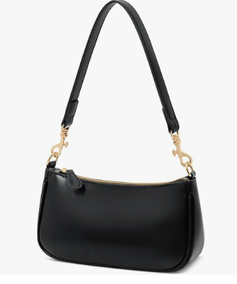 Small Black Purse for Women, Cute Mini Shoulder Bag Zipper Closure | 2 Removable Straps, Retro Underarm Bags, Classic Crossbody Bag, Handbag for Women