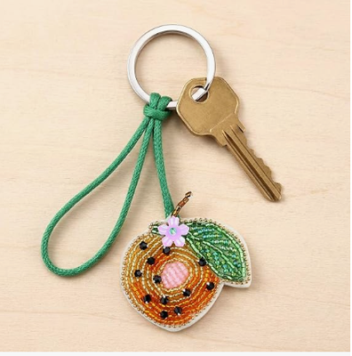 5PCS Patch Beaded Bag Charm Fruit Purse Charms for Handbags Summer Keychain | Small Bag Charm, Dragon Fruit Pomegranate Watermelon Orange Lemon Bag Charms, Beads And Rhinestones, Hand-Sewn