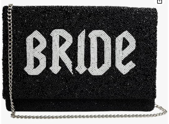 BRIDE Beaded Clutch Purse Bridal Evening Party Bag with Chain | Wedding Day Accessory, Bachelorette Party, Engagement Gift, Bridal Shower,Beadwork, Keepsake Purse, Elegant Style