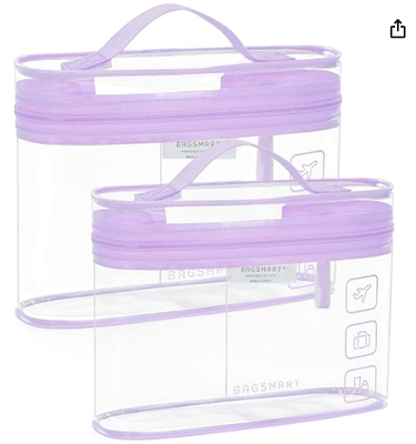 Toiletry Bag, 2 Pack Clear Makeup Cosmetic Bag Organizer, Quart Size Travel Bag for Toiletries, Carry-on Travel Accessories Essentials