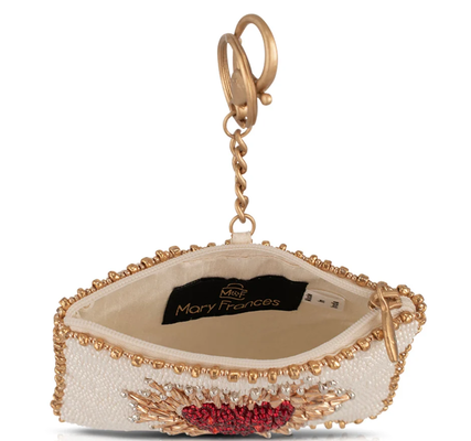Heart Burst Coin Purse Key ring and easy open trigger hook Beaded coin small bags