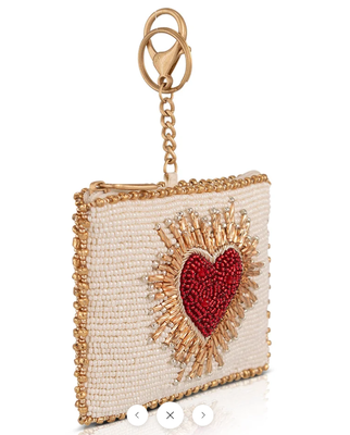 Heart Burst Coin Purse Key ring and easy open trigger hook Beaded coin small bags
