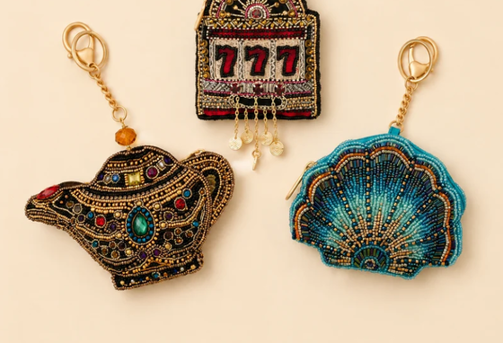 Spin To Win Coin Purse Key ring and easy open trigger hook Beaded coin small bags