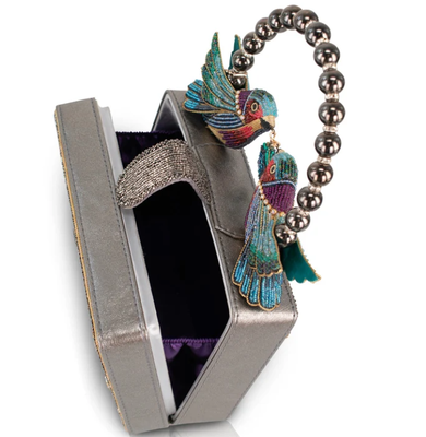 Fluttering Heart Top Handle Handbag Coin Purse Key ring and easy open trigger hook Beaded coin small bags