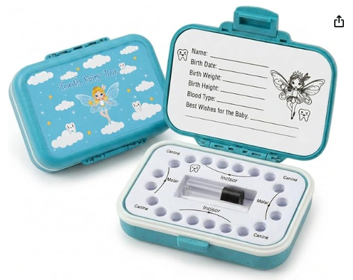 Tooth Fairy Box & Baby Tooth Keepsake Case for Kids- Natural Wheat Straw & PP Material, Easy-Write EVA Liner